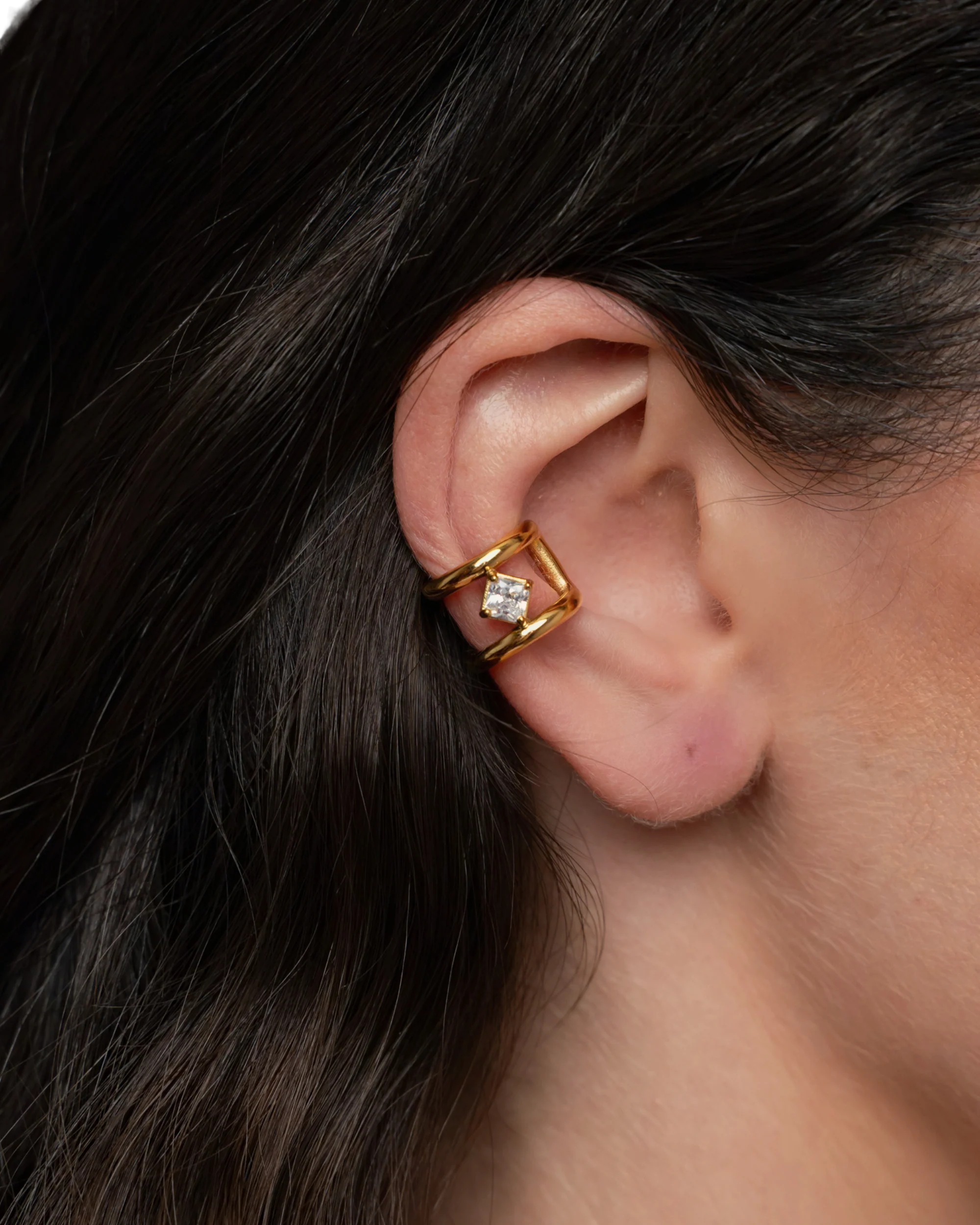 Axis Cuff Earrings - Gold - Image 4