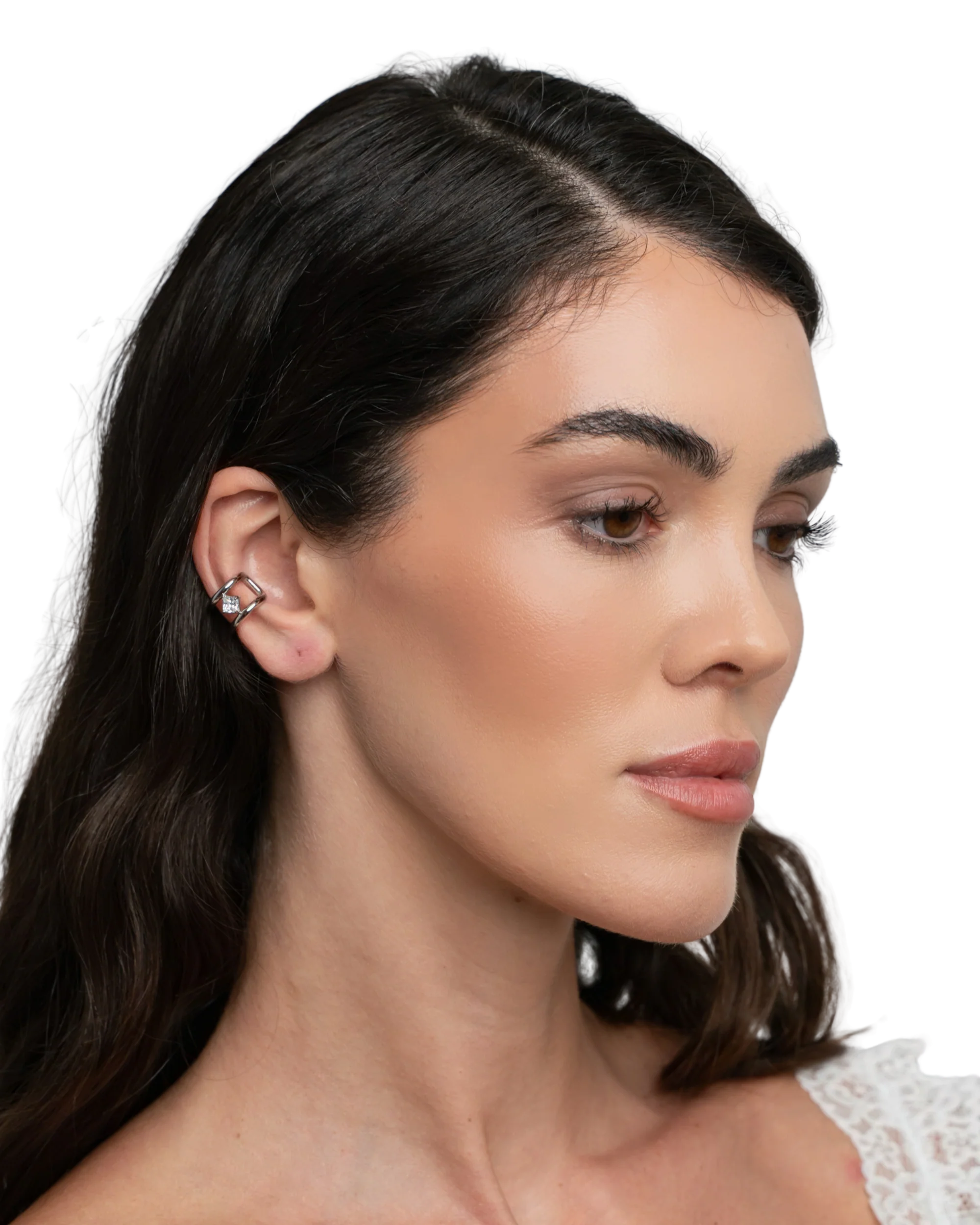 Axis Cuff Earrings - Silver - Image 2