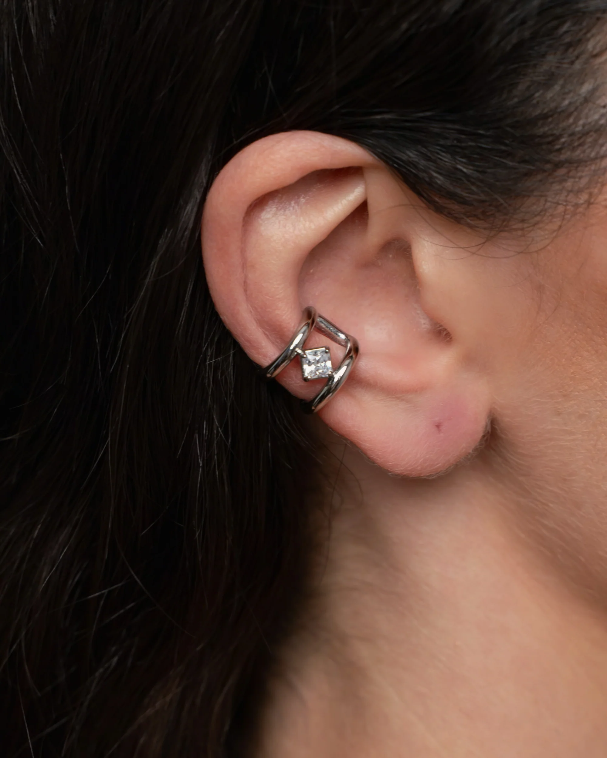 Axis Cuff Earrings - Silver - Image 4