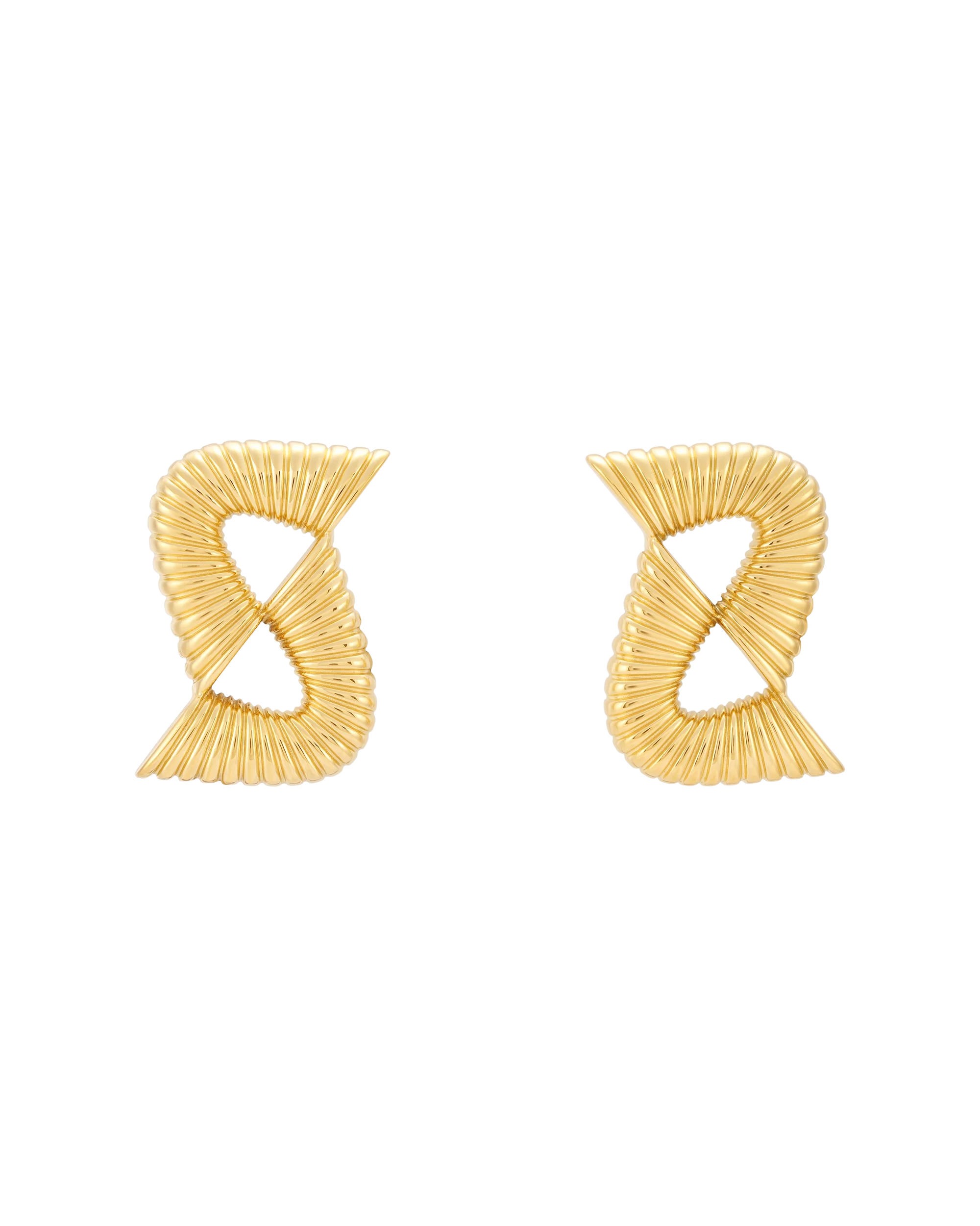 Double Ripple Earrings - Gold - Image 3