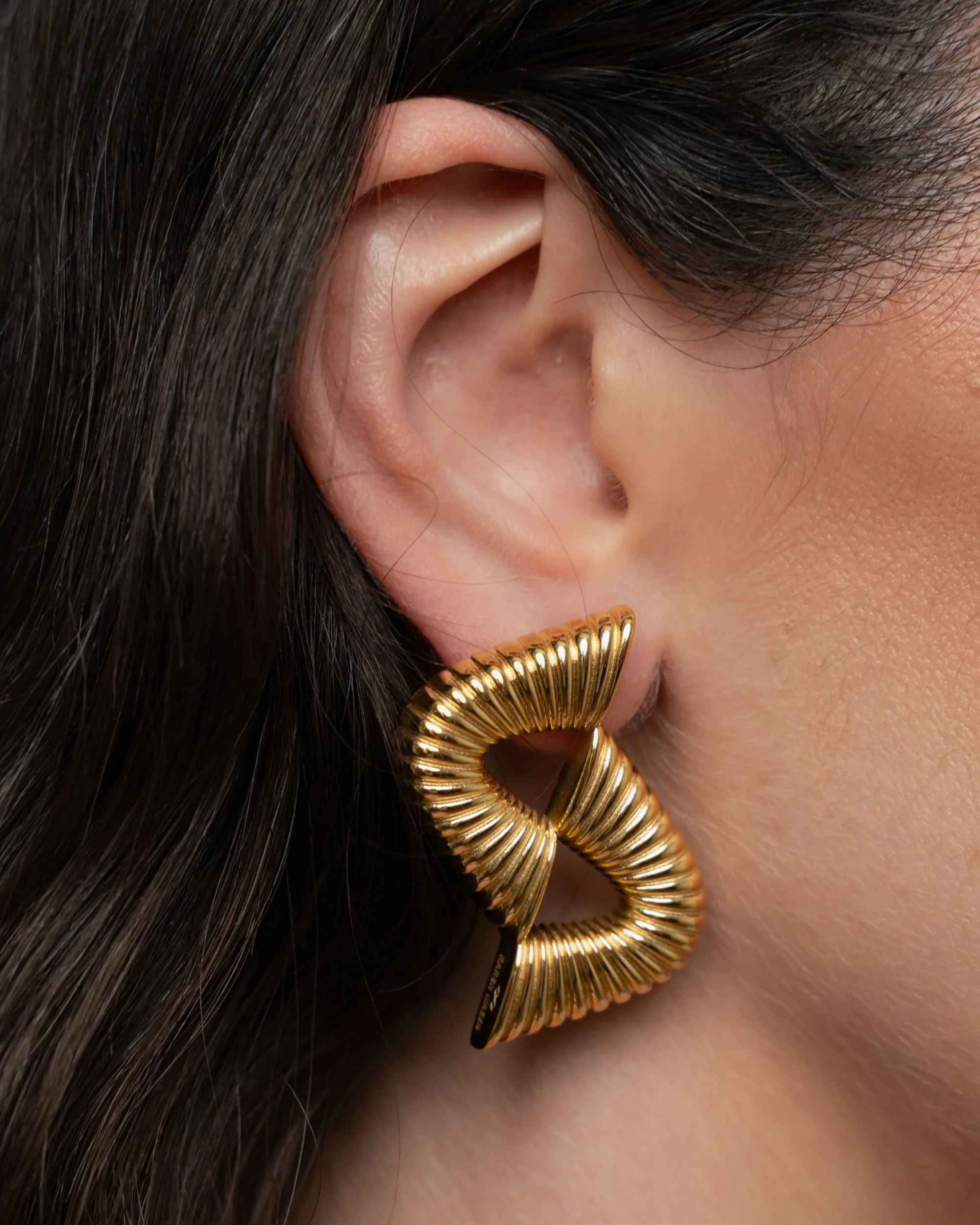 Double Ripple Earrings - Gold - Image 4