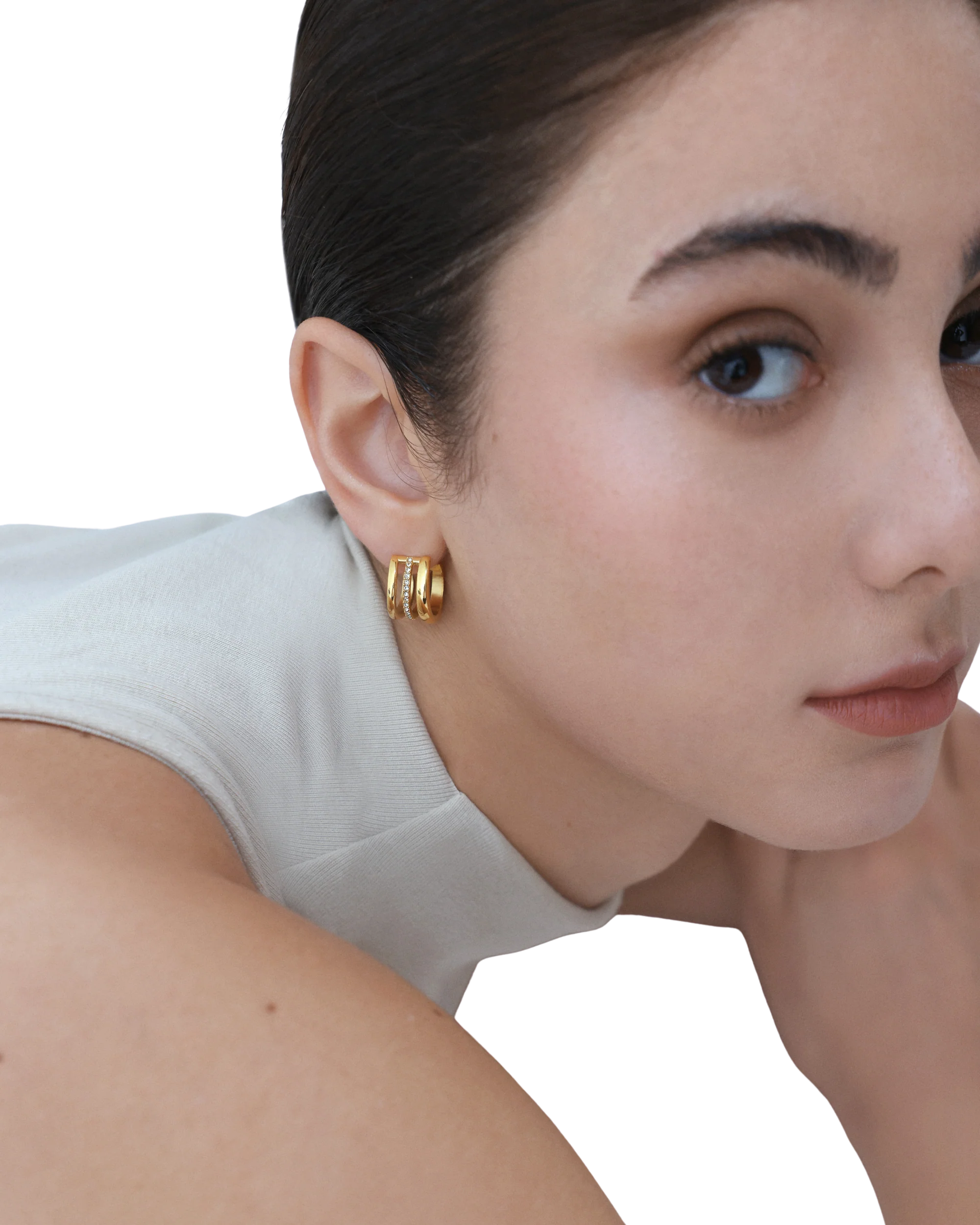 Halo Earrings - Gold - Image 4