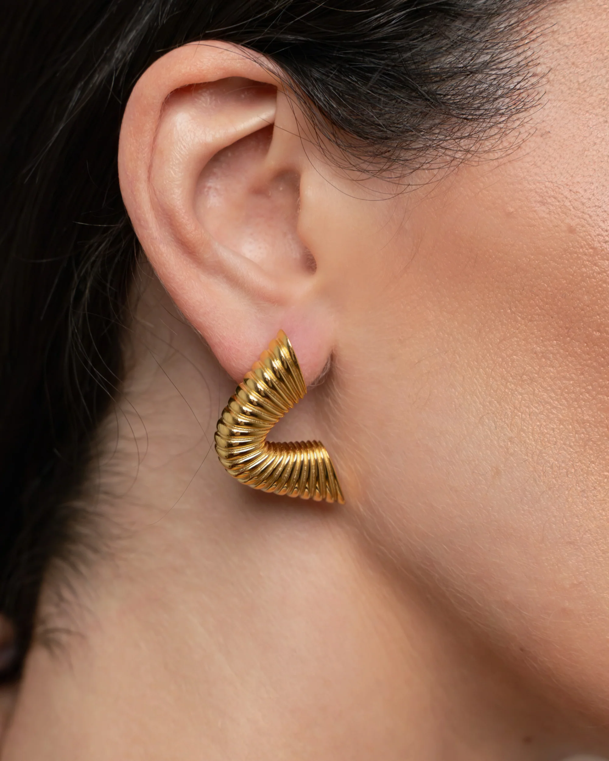 Ripple Earrings - Gold - Image 4