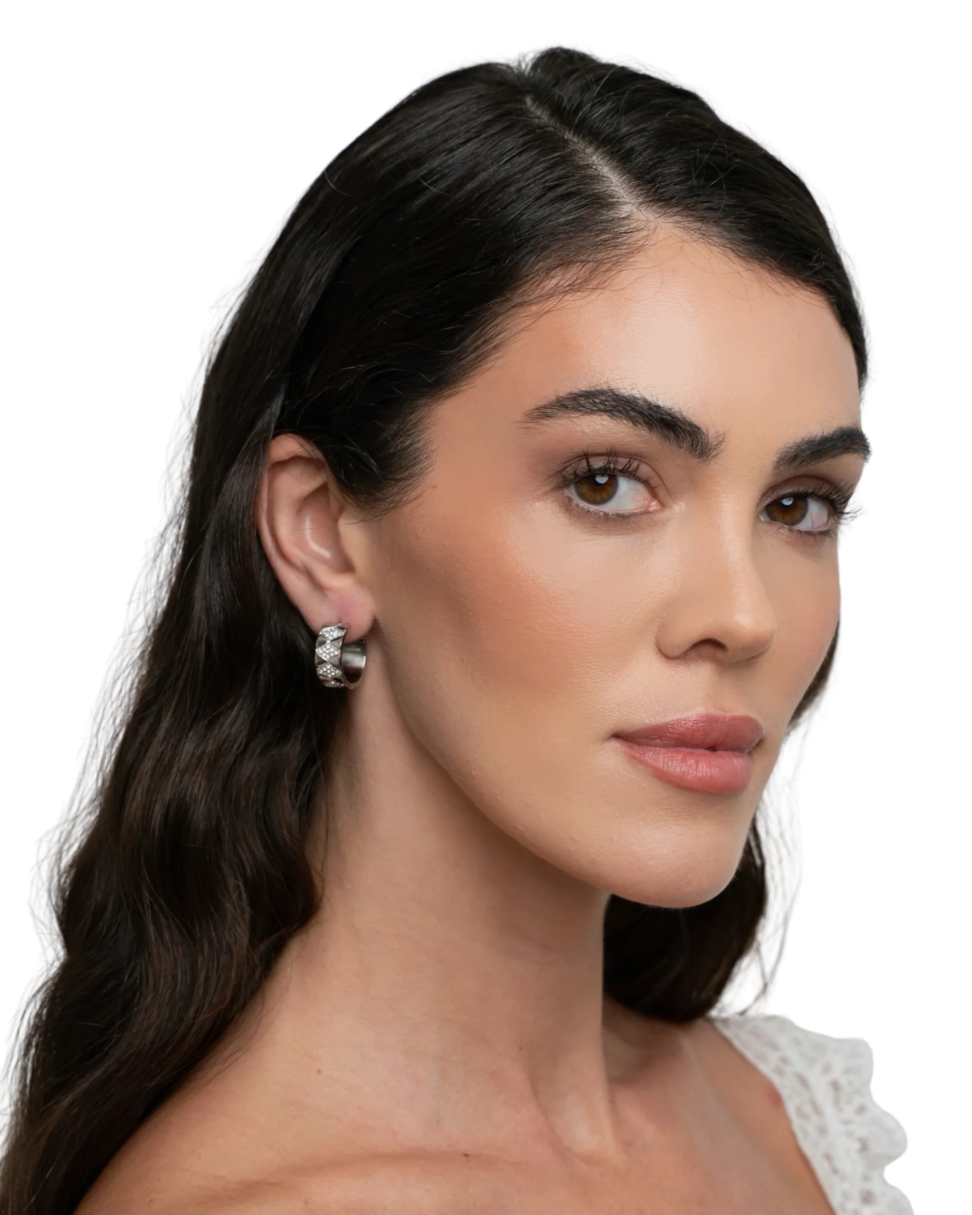 Signature Loop Jeweled Earrings - Silver - Image 2